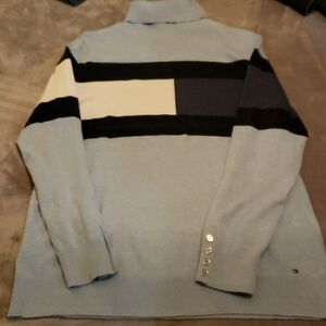 Tommy Hilfiger lightweight sweater turtleneck / W blue sparkle  on black areas